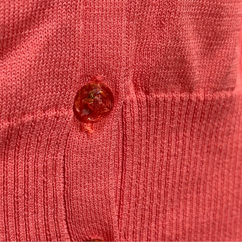 Metric New York Coral V-Neck Button Down Sheer Sleeve Cardigan NWT Small - Picture 3 of 11